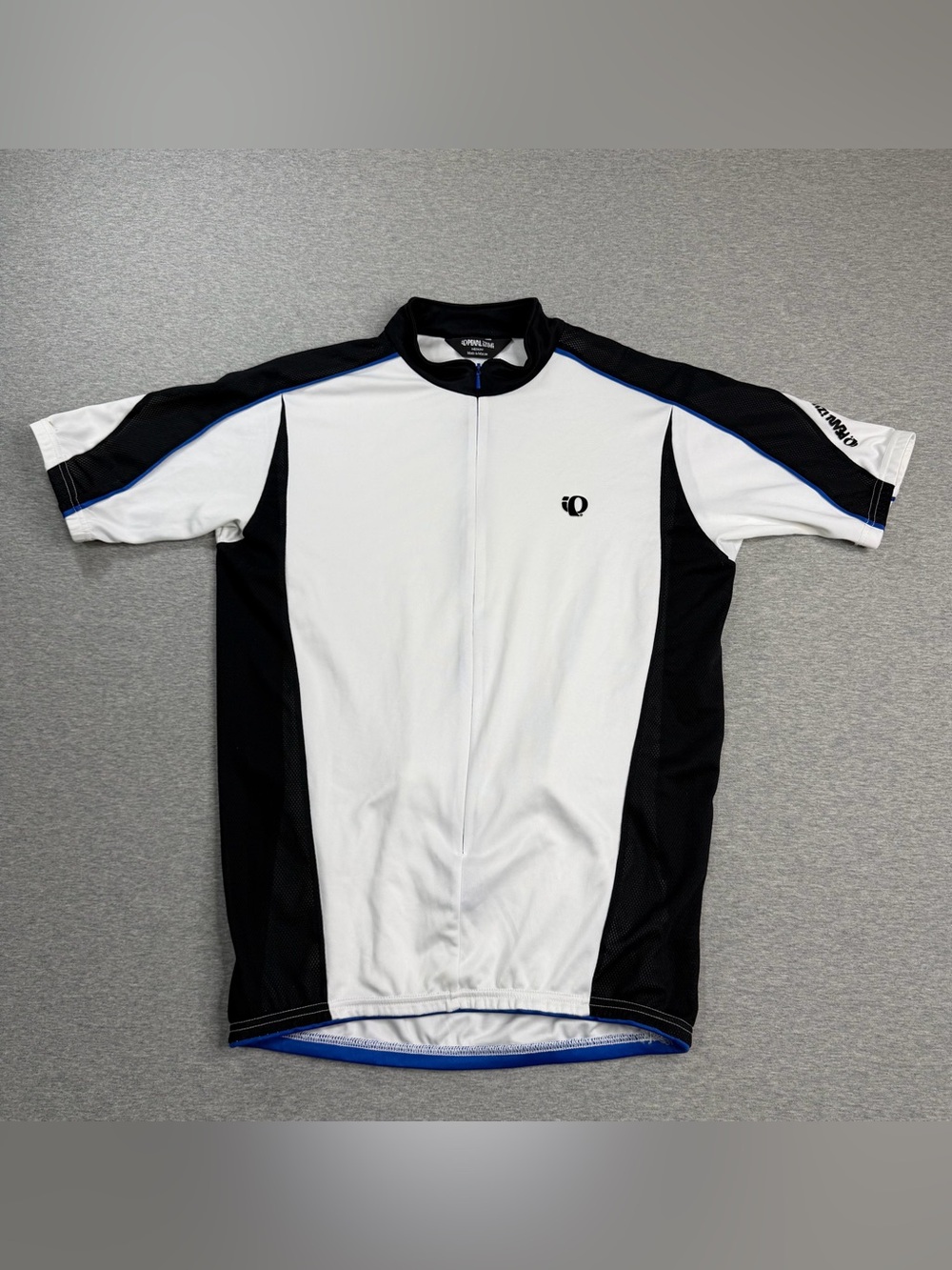 Pearl Izumi Mens Cycling Jersey Medium Y2K White Black Full Zip Short Sleeve Vtg